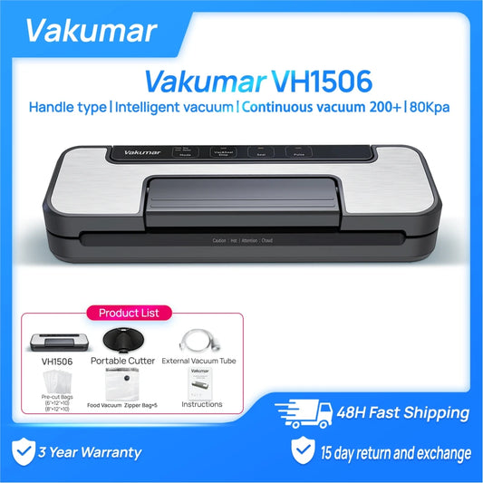 Vakumar VH1506 Vacuum Sealer Machine Sous Vide Handle Type 80Kpa Multifunctional Convenient Household Vacuum Sealer