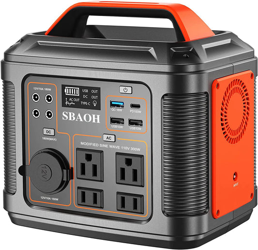 Portable Power Station 300W 296Wh Solar Generator With LED