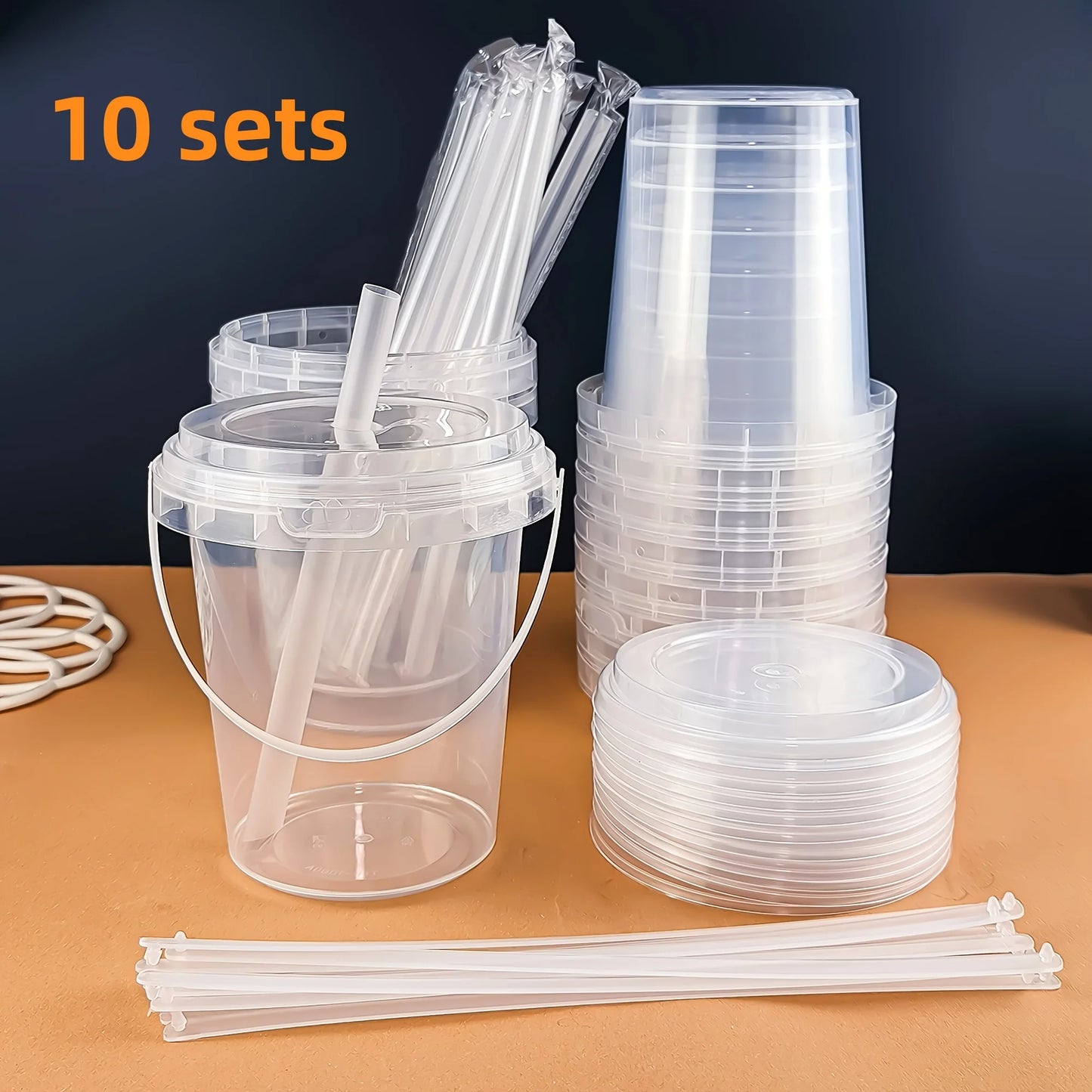 10 Pack 33.81 Ounce Large Plastic Cups with Lids and Straws Reusable BPA Free Beverage Tumblers for Iced Drinks and Party Ice Buckets