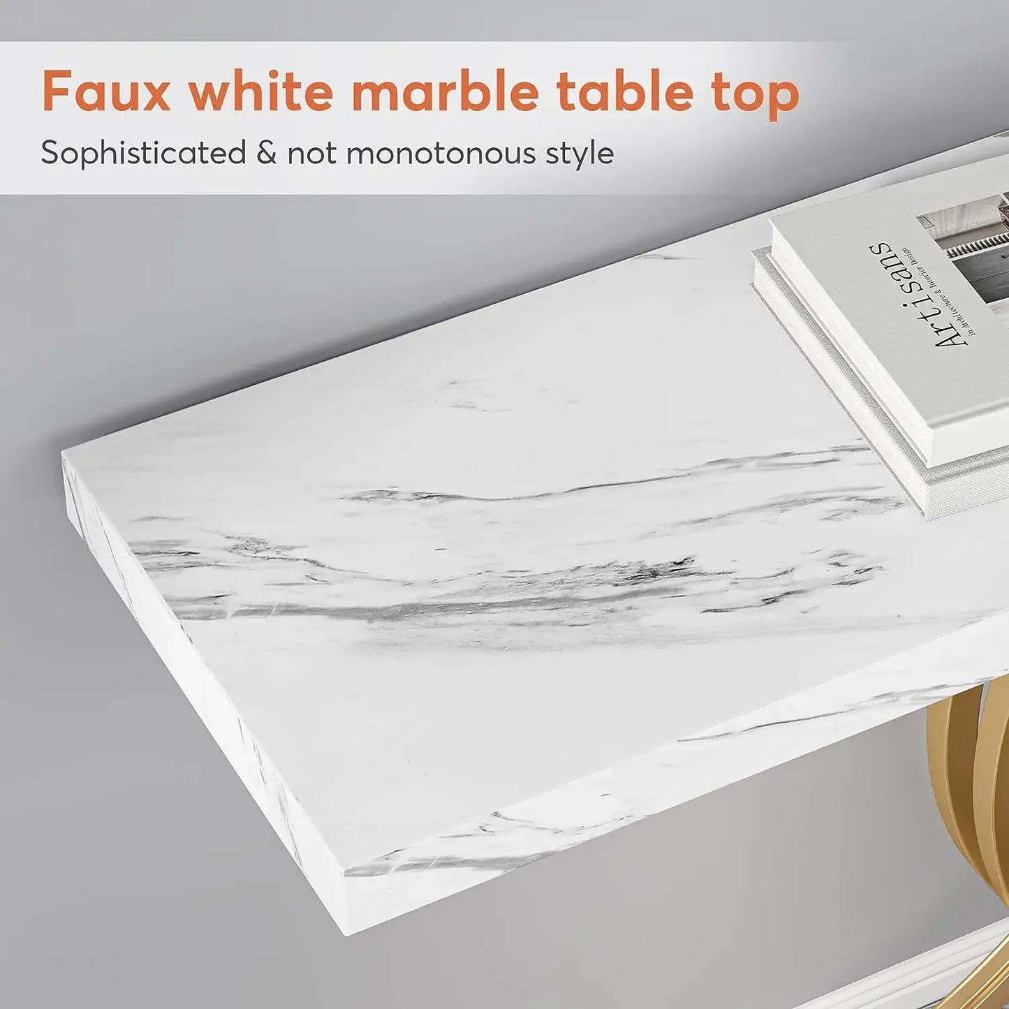Tribesigns Gold Entryway Table 39 Inch Faux Marble Console