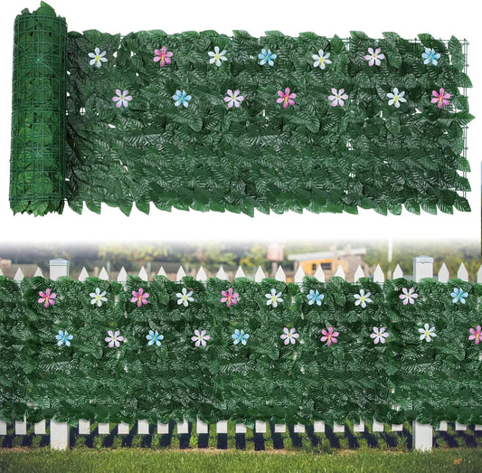 Artificial Ivy Flower Privacy Fence Screen Green Background Wall Indoor Outdoor Garden Decoration