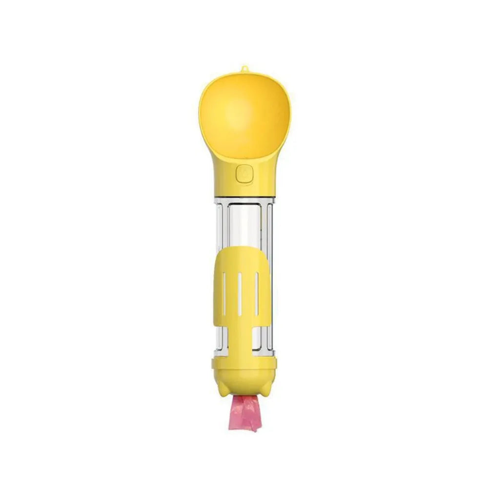 300 500ml Pet Water Food Dispenser 3 in 1 with Trash Bag Box and Shovel Leak Proof Dog Water Bottle Dog Food Feeder Cat Yellow