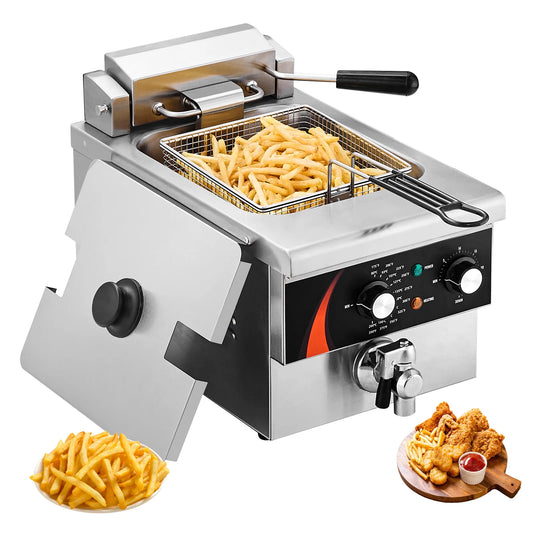 SucceBuy 9 Qt Electric Deep Fryer 1750W Countertop Basket