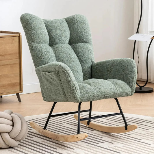 Nursery Teddy Upholstered Glider Rocker Chair High Back