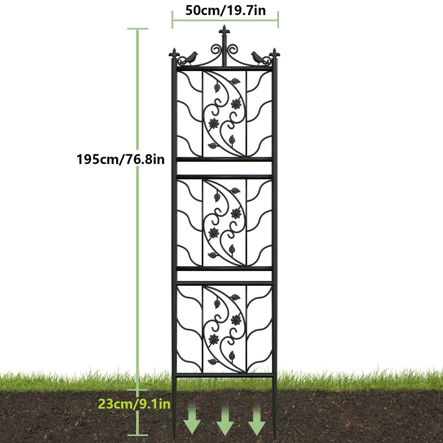 71 Inch Garden Trellis Metal Fence Black Lattice Panel