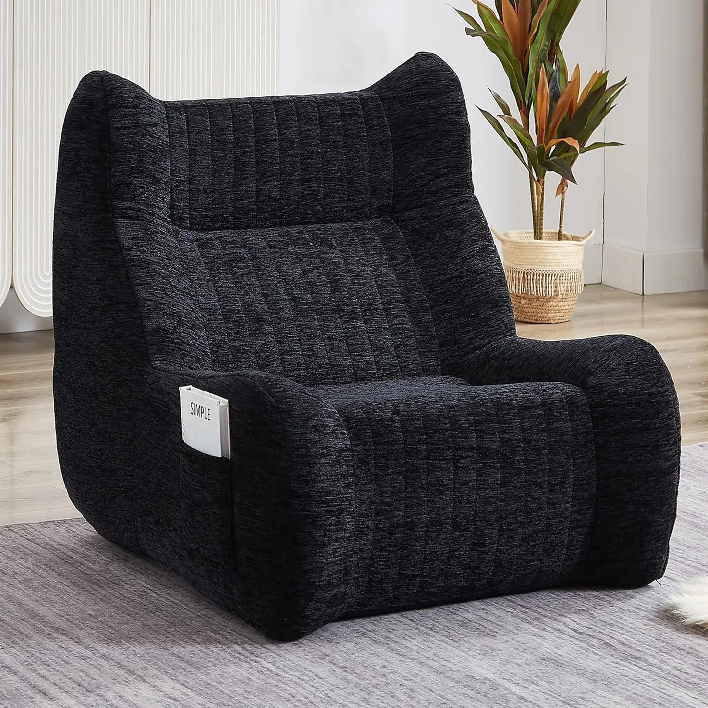 Pumpkin-Shaped Oversized Accent Chair, Upholstered Boneless Lounge Chair No Assembly, Morden Cloud Comfy Chair Wide Se