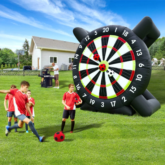 10FT Giant Outdoor Inflatable Soccer Golf Darts Board with 8 Soccer Balls and Blower Football Playground