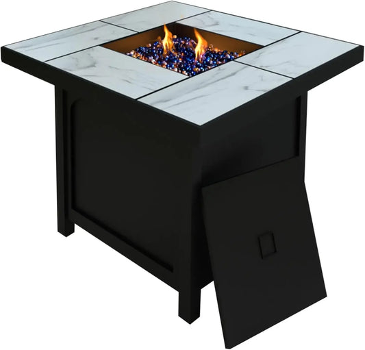 32 Inch Steel 50K BTU Smokeless Propane Gas Fire Pit Table for Outdoor Backyard Terrace Deck and Porch Heating Black