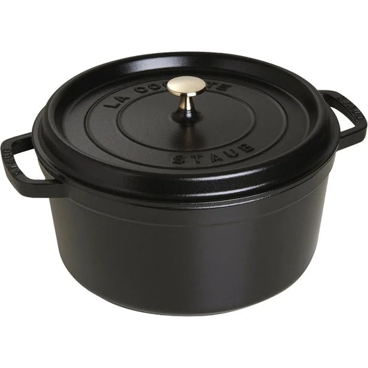 Staub Cast Iron Dutch Oven 7 Qt Round Cocotte Black Matte