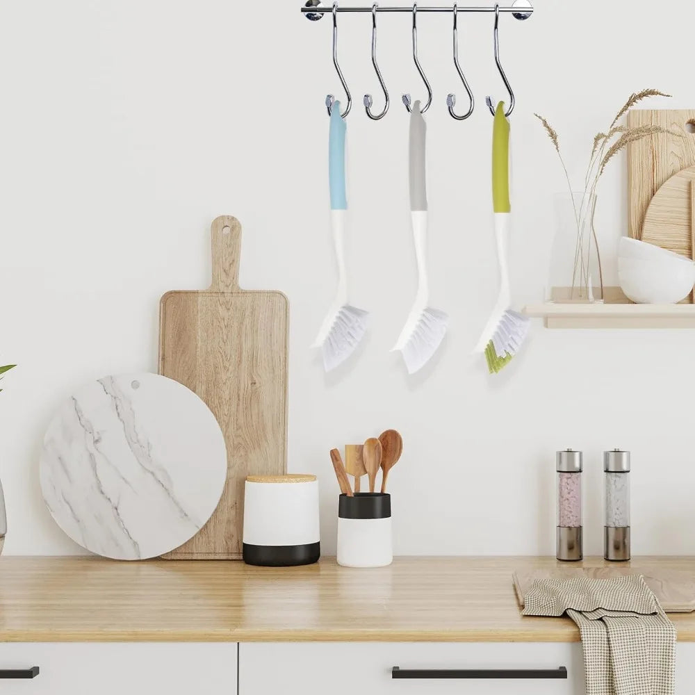 Dish Brush Scrubber With Handle 3 Pack Stiff Bristles