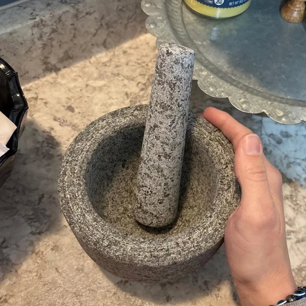 Granite Mortar and Pestle Set 2.1 Cup Stone Muddler Bowl