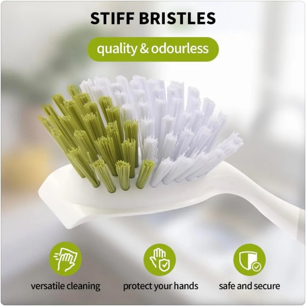 Dish Brush Scrubber With Handle 3 Pack Stiff Bristles