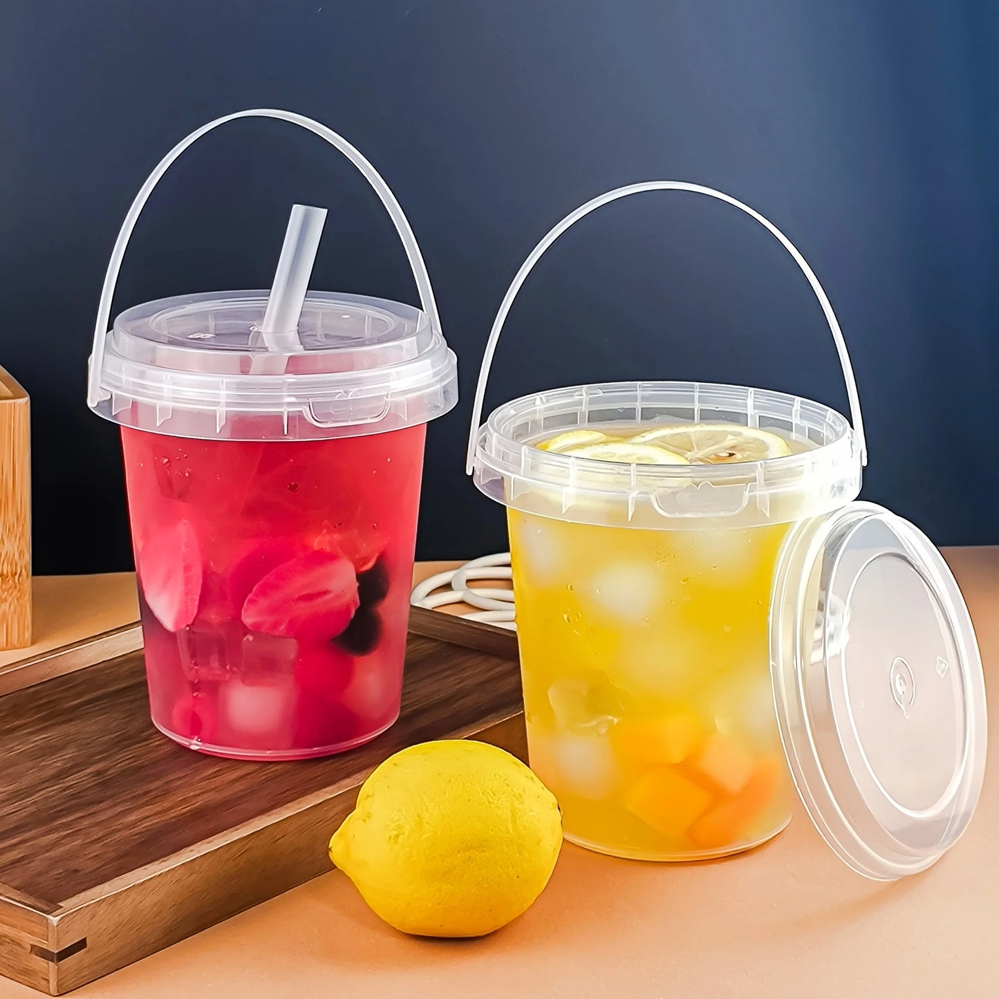 10 Pack 33.81 Ounce Large Plastic Cups with Lids and Straws Reusable BPA Free Beverage Tumblers for Iced Drinks and Party Ice Buckets
