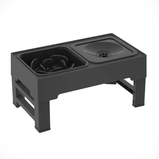 3 In 1 Pet Dog Stainless Steel Slow Feed Drinking Water Bowls Adjustable Height Large Pet Cat Dog Bowl Black