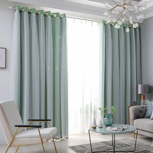 Hollow Star Curtain With Cutout Drape Room Darkening 40x84