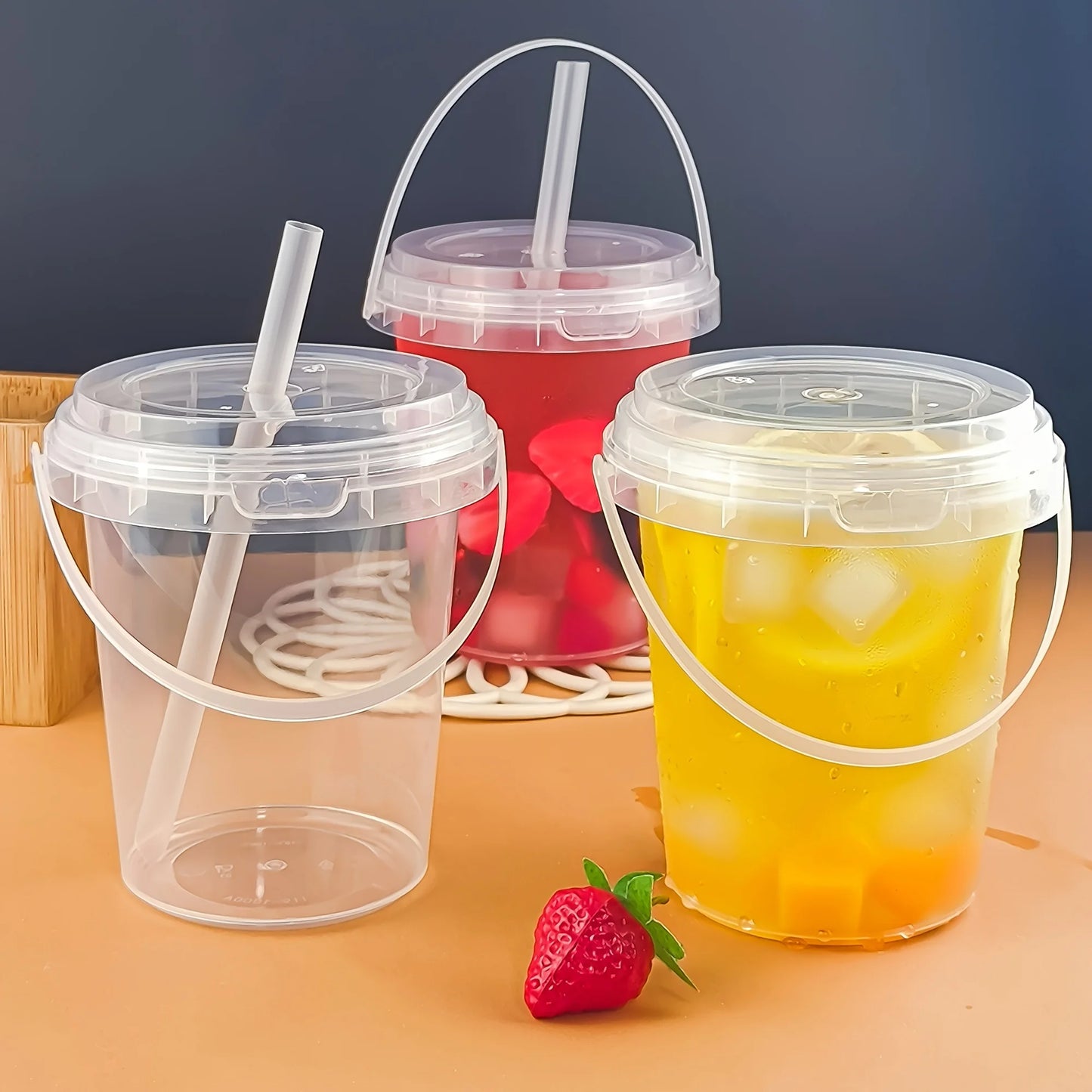 10 Pack 33.81 Ounce Large Plastic Cups with Lids and Straws Reusable BPA Free Beverage Tumblers for Iced Drinks and Party Ice Buckets