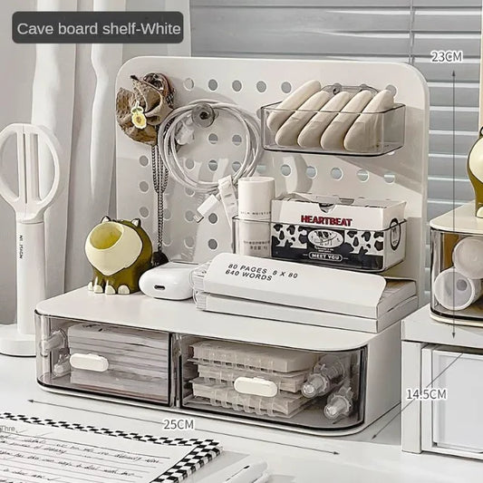 1 Piece Desktop Perforated Board Storage Box Stationery Sorting Rack Desk Office Cosmetics Storage Rack Pen Holder