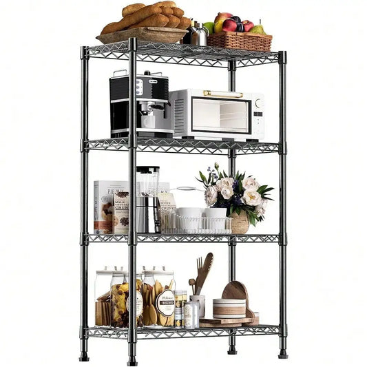 Black Metal Wire Shelving Unit Organizer for Kitchen Storage