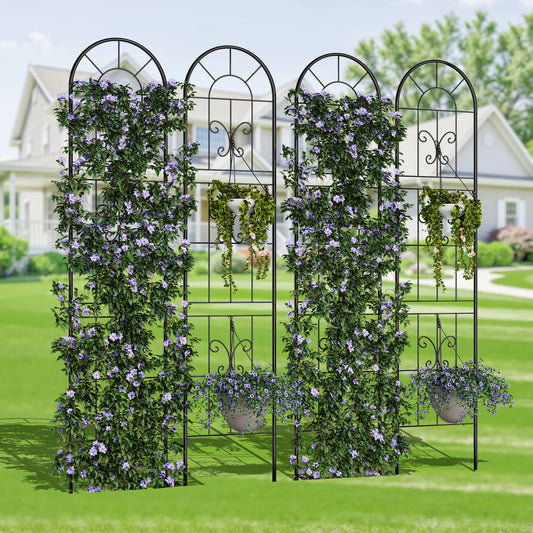 Garden Trellis Coated Rustproof Iron Arch Decoration for Climbing Plants Outdoor Rose Vegetable Flower Support
