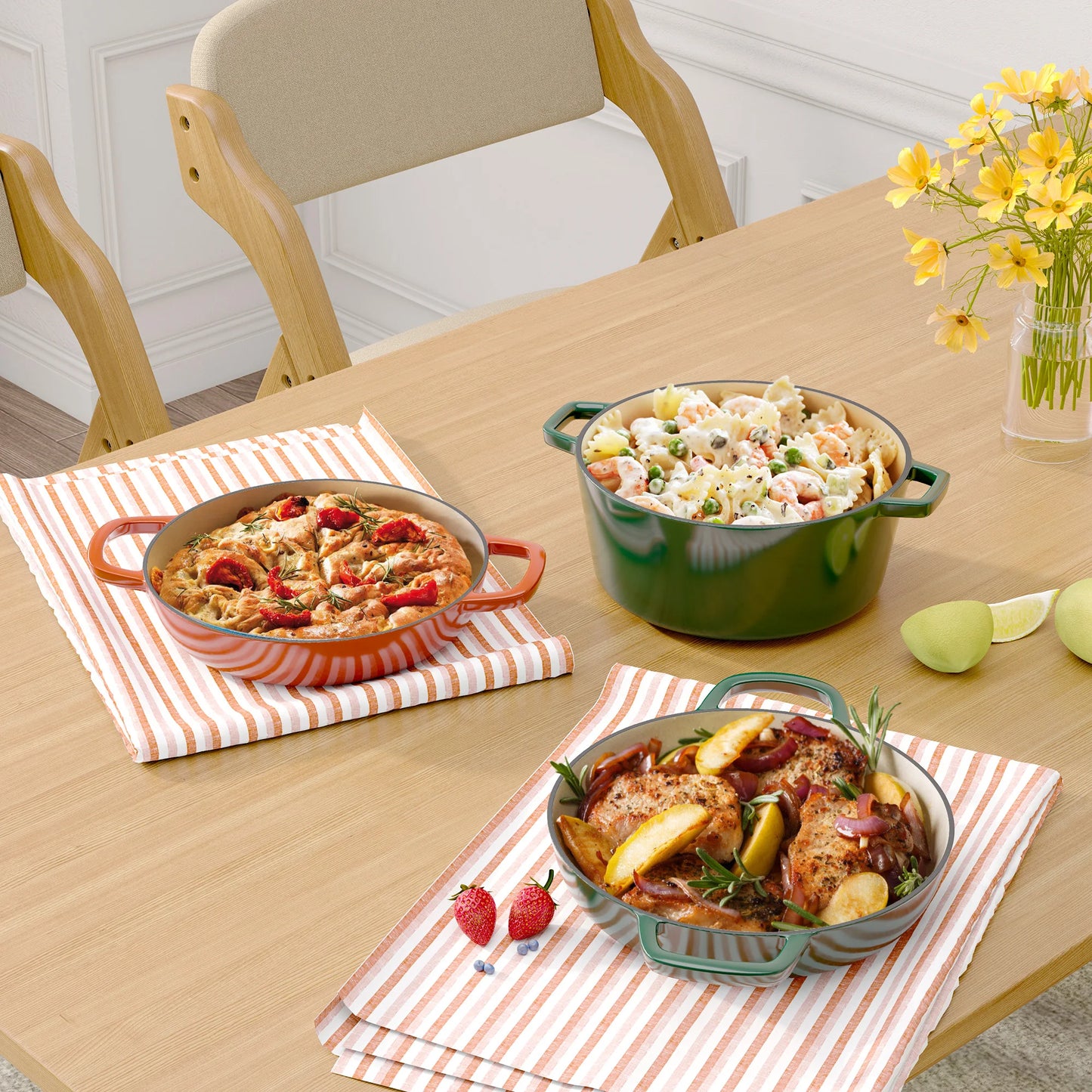 3 Quart Enamel Light Cast Iron Dutch Oven Double Handle Dutch Pot Cooking Stew Heavy Duty Non Stick Oven Safe Up To 500 Degrees Fahrenheit