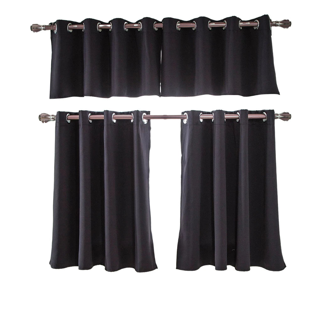 Kitchen Blackout Curtains Soft Heat Light Blocking Short Drapes for Living Room and Bedroom