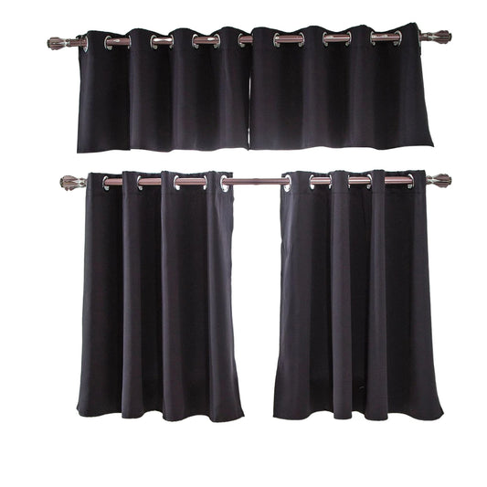Kitchen Blackout Curtains Soft Heat Light Blocking Short Drapes for Living Room and Bedroom