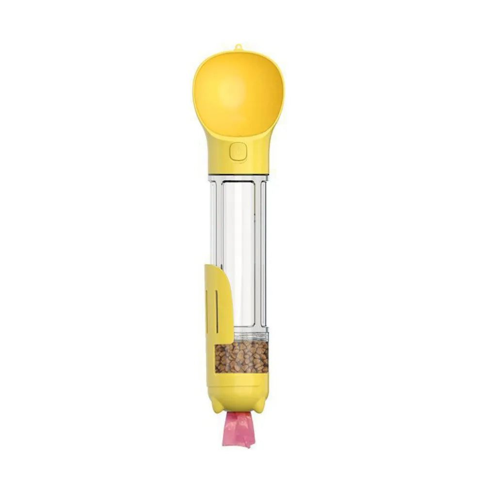 300 500ml Pet Water Food Dispenser 3 in 1 with Trash Bag Box and Shovel Leak Proof Dog Water Bottle Dog Food Feeder Cat Yellow