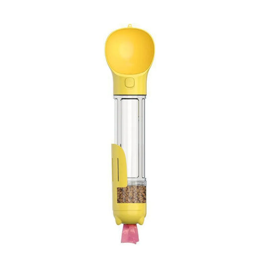 300 500ml Pet Water Food Dispenser 3 in 1 with Trash Bag Box and Shovel Leak Proof Dog Water Bottle Dog Food Feeder Cat Yellow