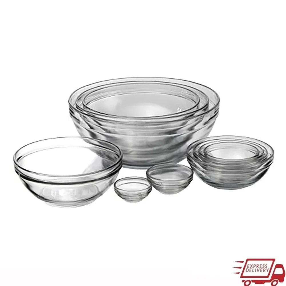 10 Piece Glass Mixing Bowl Set Oven Dishwasher Microwave Safe Nesting Design Prep Measure Mix Serve Kitchen Essentials