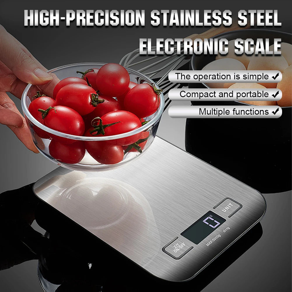 10kg Digital Kitchen Scale USB Charging LCD Display Stainless Steel Electronic Weighing Scale for Food Jewelry and Baking Tools