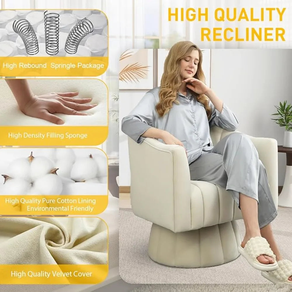 Chair Mid Century 360 Degree Swivel Chair,Modern Lounge Sofa Round Barrel Chair with Wide Upholstered,