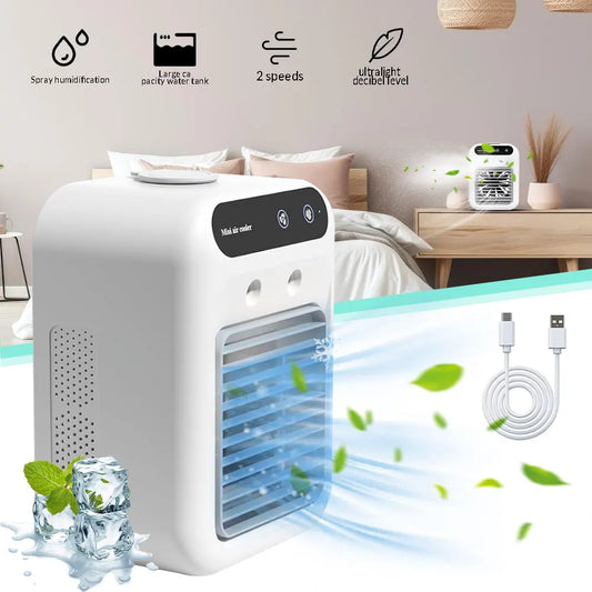 Mini Air Cooler Portable Fan Air Conditioner Humidifier USB Water Cooling Fan with 500ml Water Tank for Home and Office