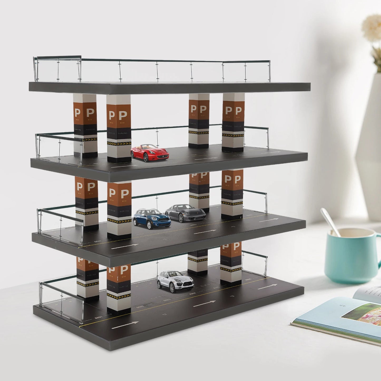 1/64 Parking Lot Toy Car Display Rack and Storage Cabinet