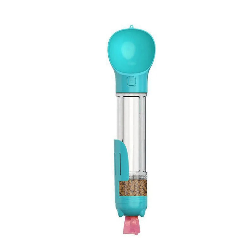300 500ml Pet Water Food Dispenser 3 in 1 with Trash Bag Box and Shovel Leak Proof Dog Water Bottle Dog Food Feeder Cat Yellow