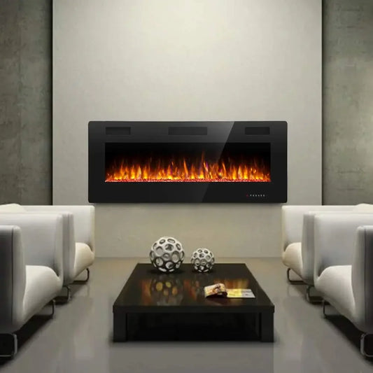 36 Inch Electric Fireplace In Wall Recessed And Wall Mounted Fireplace Heater With Multicolor Flame