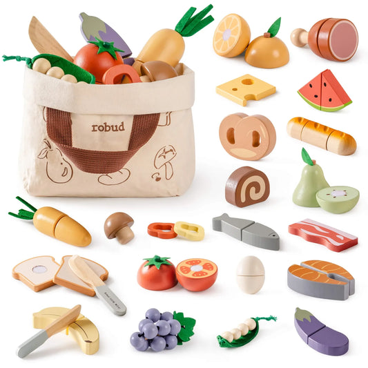 Robud Wooden Play Food 4 In 1 Cutting Set Pretend Kitchen