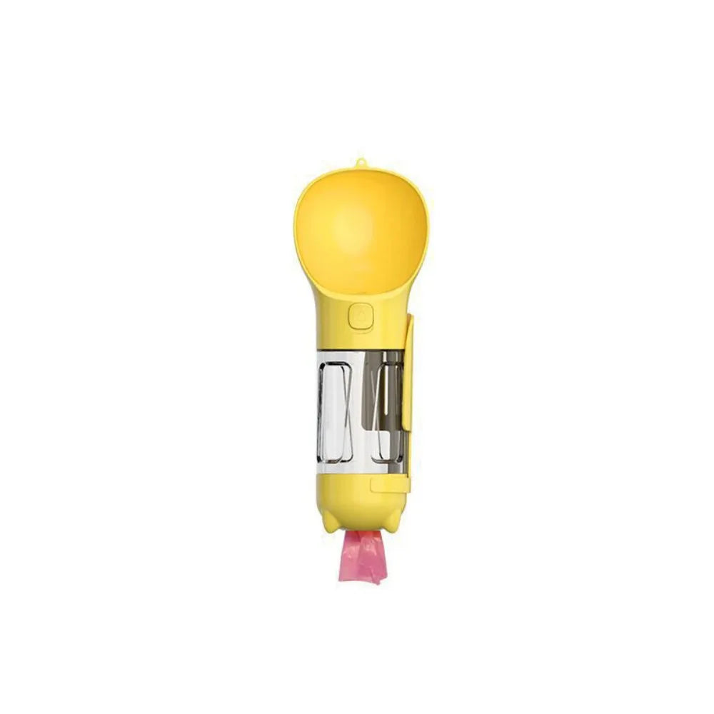 300 500ml Pet Water Food Dispenser 3 in 1 with Trash Bag Box and Shovel Leak Proof Dog Water Bottle Dog Food Feeder Cat Yellow