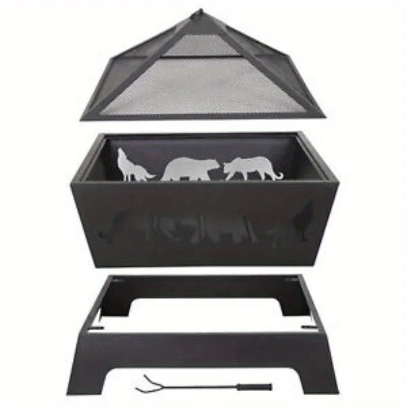 Barrone Outdoor Fire Pit Patio Garden Backyard Stove Brazier Fireplace Black Iron 27.45lb