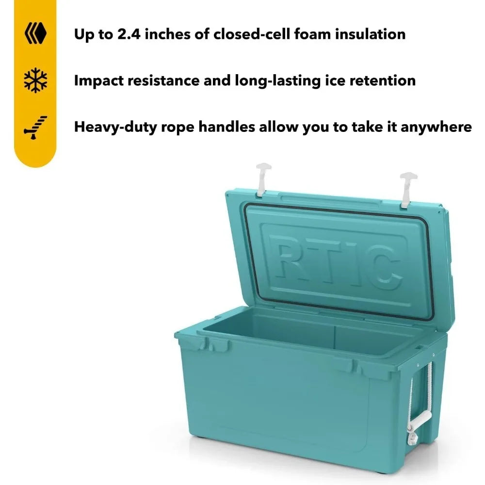 65 Quart Ultra Tough Cooler Insulated Ice Chest for Outdoors