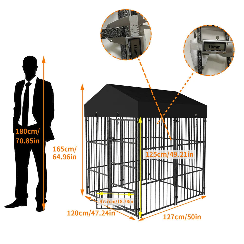 Heavy Duty Large Dog Kennel Welded Metal Playpen With Roof