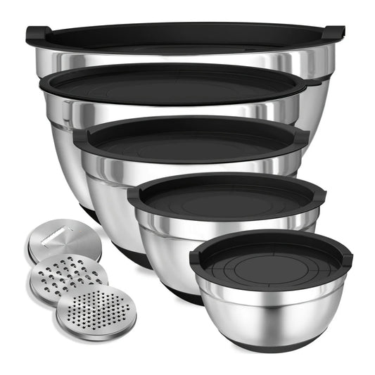 8Pc Stainless Steel Mixing Bowls With Airtight Lids Set