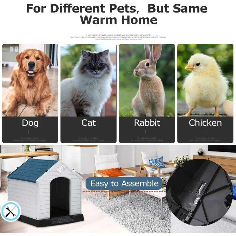 BestPet Dog House Indoor Outdoor Insulated Kennel Durable Plastic Dog House for Small Medium Large Dogs Weather and Water Resistant