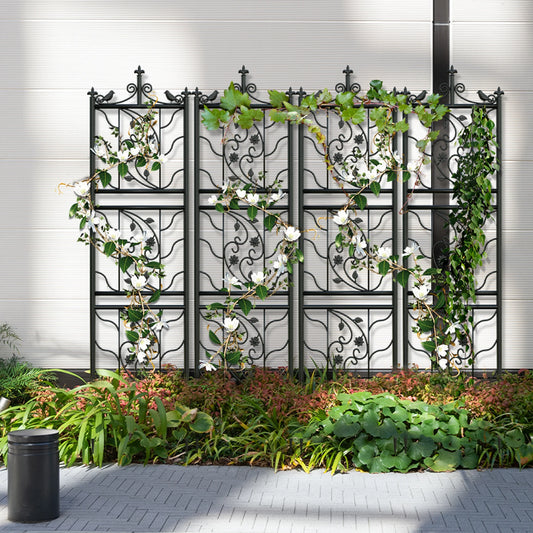 71 Inch Garden Trellis Metal Fence Black Lattice Panel