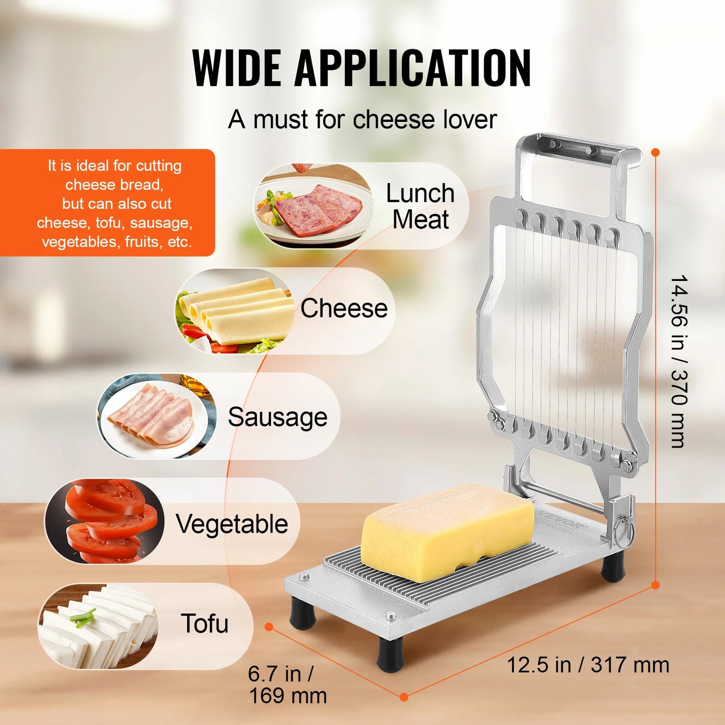 SucceBuy Cheese Cutter With Wire 0.39 0.78 Inch Aluminum