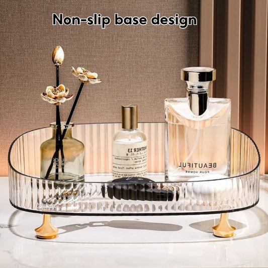 Durable Makeup Storage Tray Large Capacity Desktop Cosmetic Organizer Transparent Vanity Desk Accessories