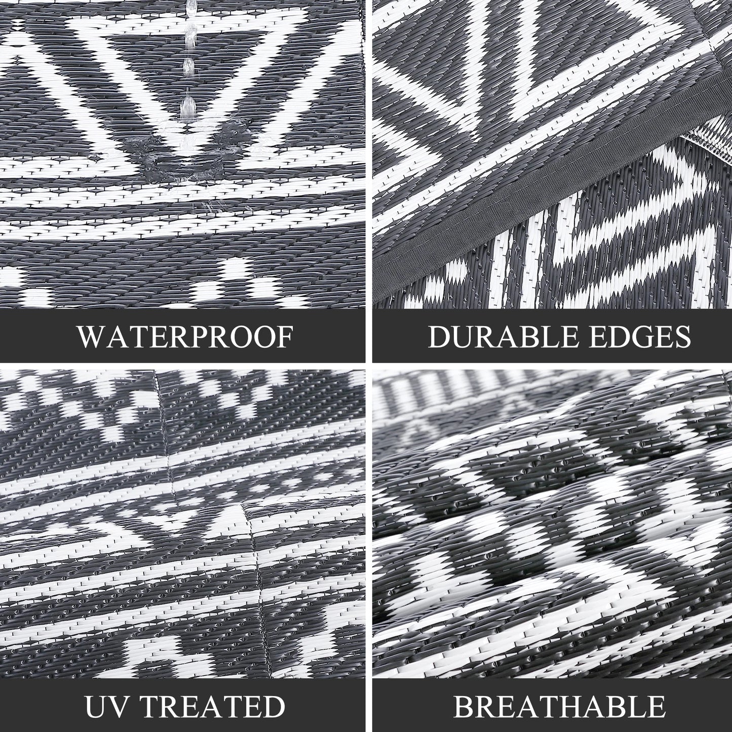 Outdoor Rug 5x8 Waterproof Reversible Patio Rug For Camper