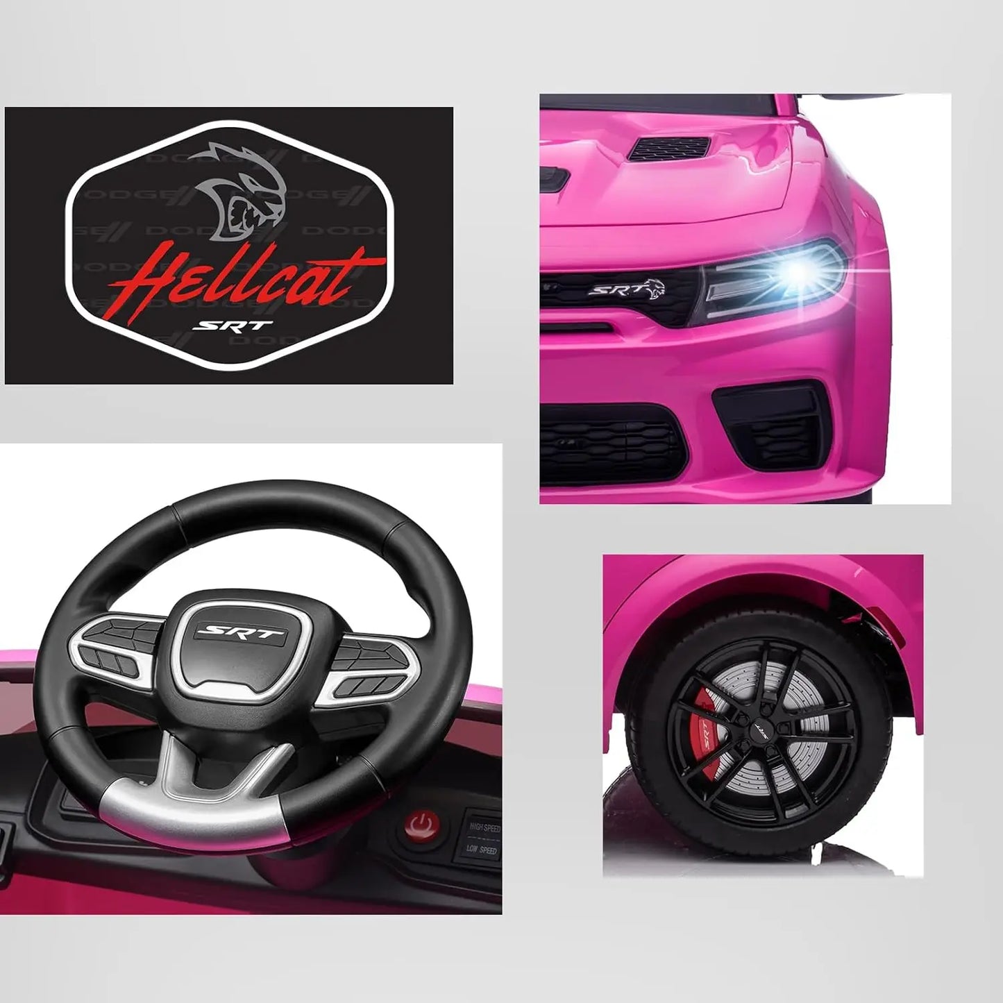 12V Dodge Charger Hellcat Kids Electric Ride On Car Remote