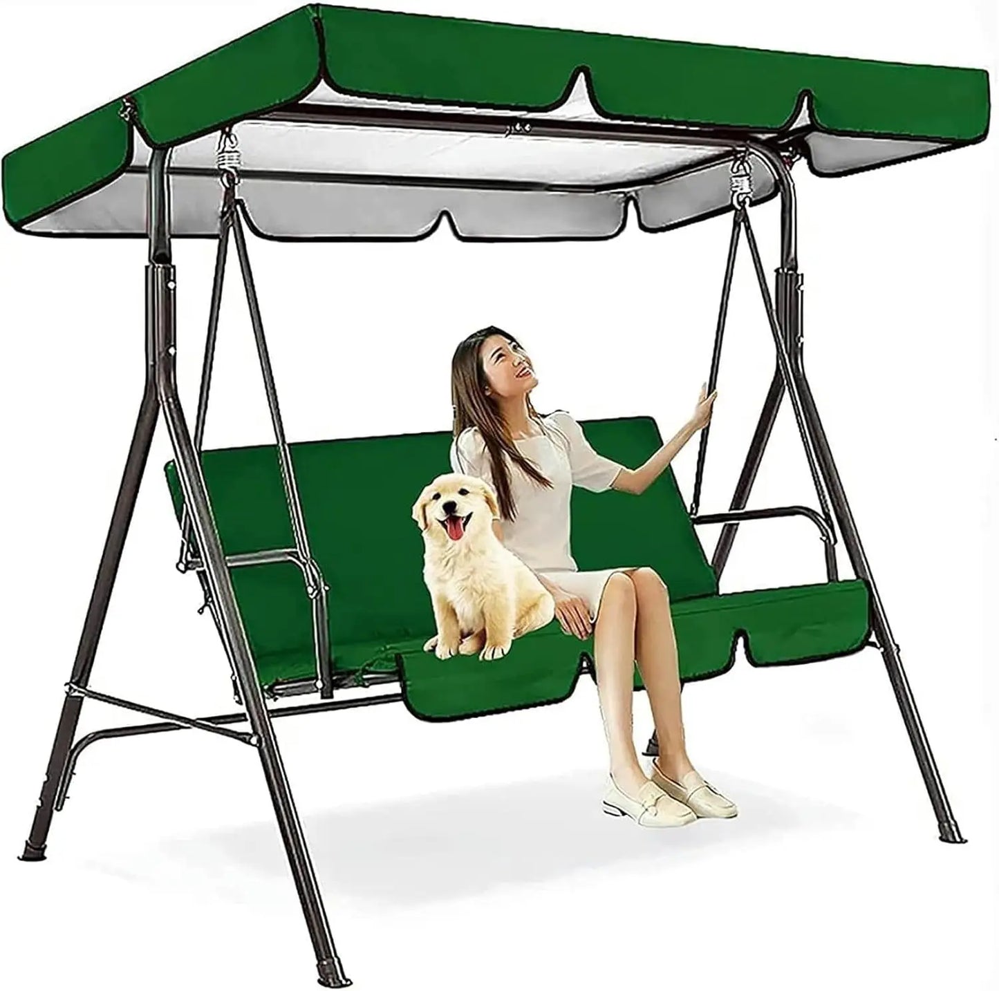 Outdoor Swing Canopy Replacement Cover Set with Cushion Covers for Patio Swing Weather Resistant UV Protection Easy Installation