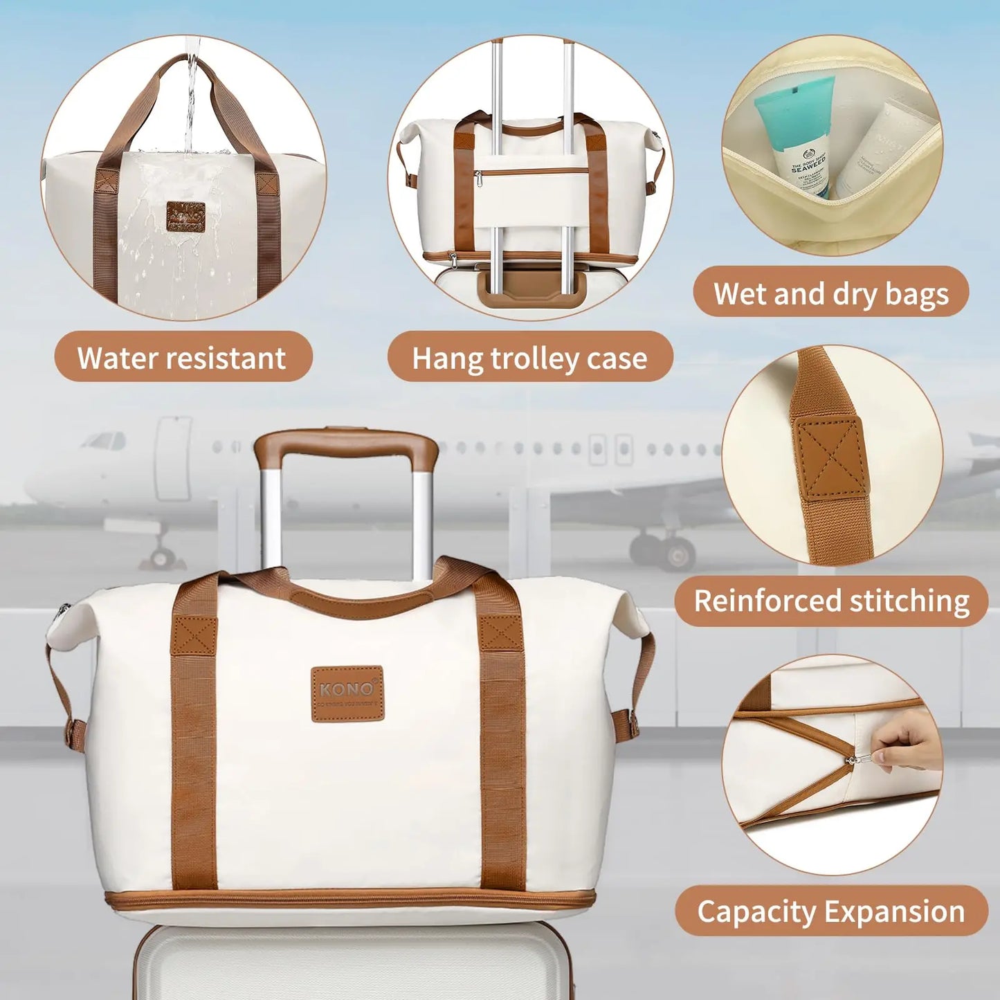 Kono 6 Piece Luggage Set ABS 20 24 28 Inches TSA Lock
