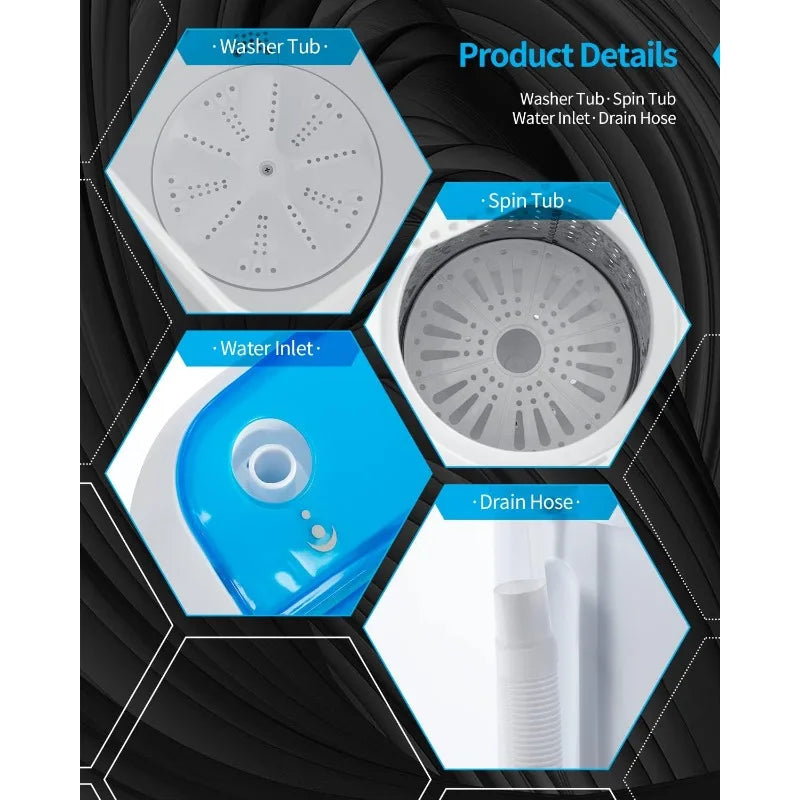 XMSJH Portable Twin Tub Washing Machine 16.5 Lbs Capacity